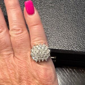 Elegant Silver Diamond Cluster Ring